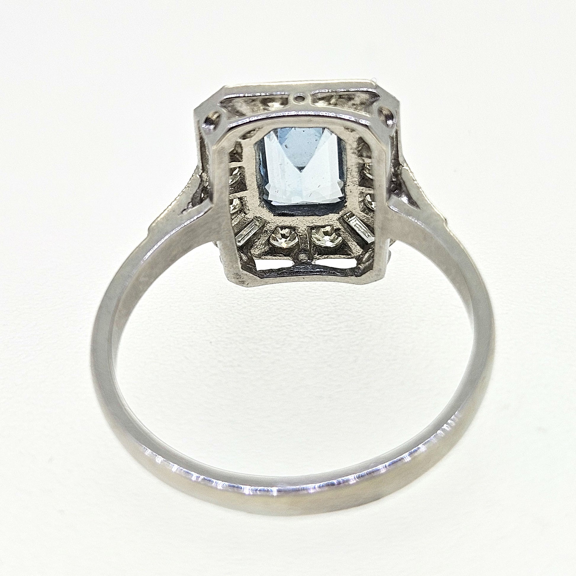 Aquamarine and Diamond Cluster Ring Aq1.0 D.50 Platinum