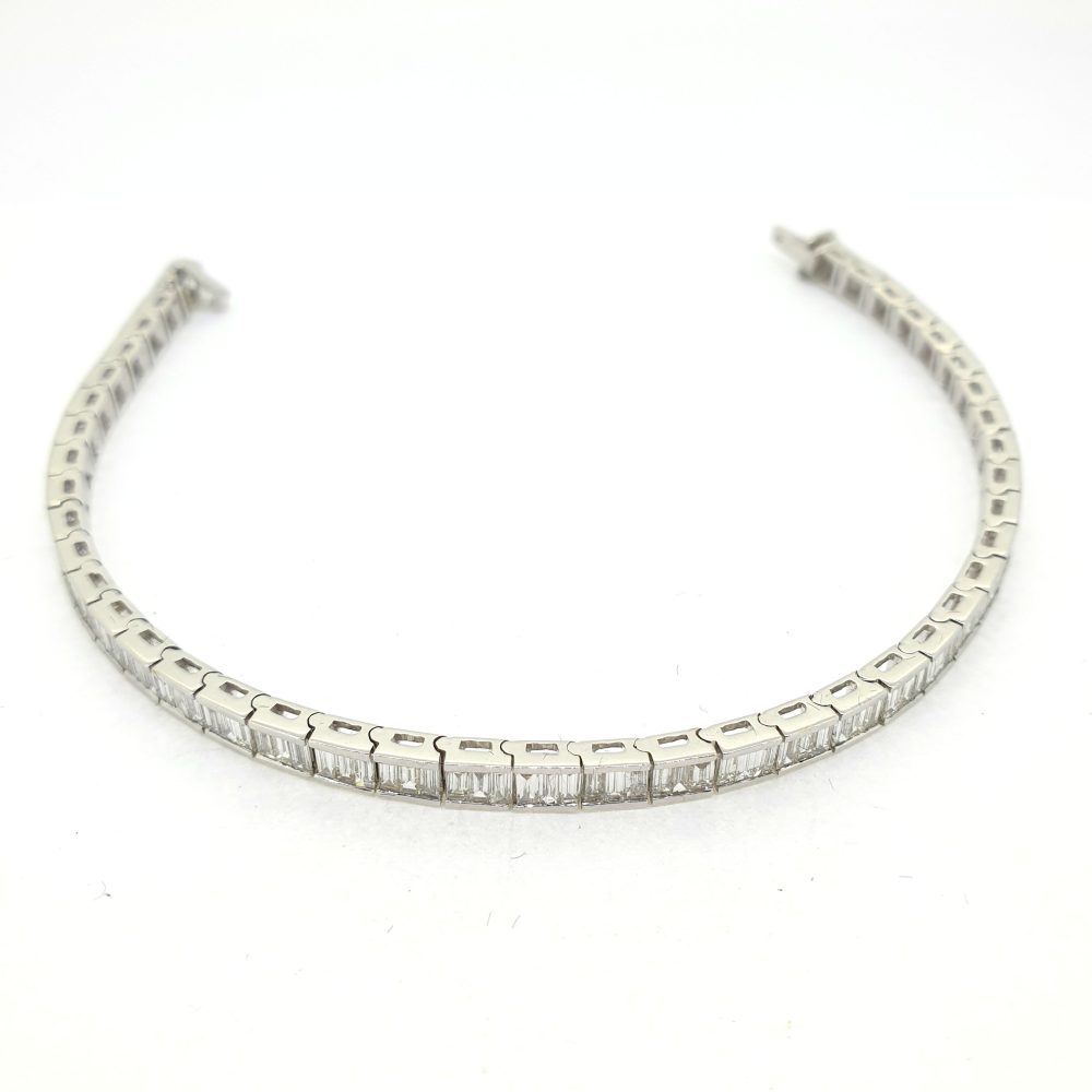 6cts Baguette Cut Diamond Line Bracelet in 18ct White Gold, 6 carats