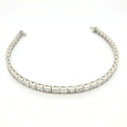 6cts Baguette Cut Diamond Line Bracelet in 18ct White Gold, 6 carats