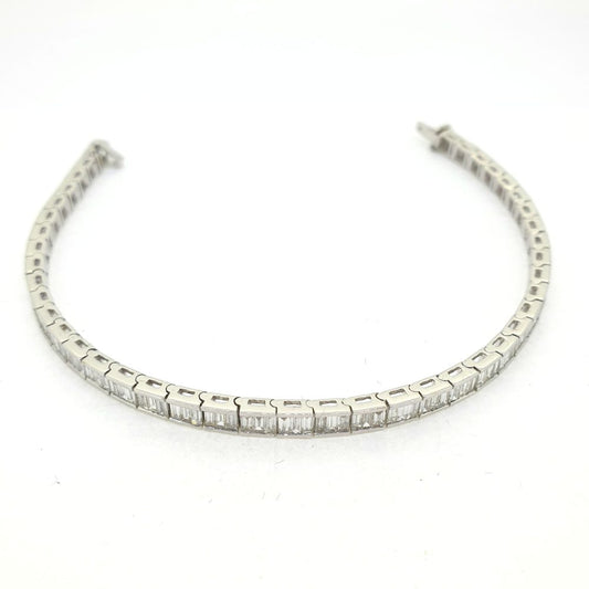 6cts Baguette Cut Diamond Line Bracelet in 18ct White Gold, 6 carats