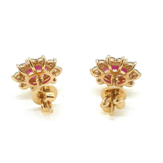 1.90ct Oval Ruby and Diamond Cluster Earrings
