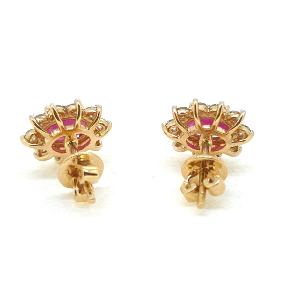 1.90ct Oval Ruby and Diamond Cluster Earrings