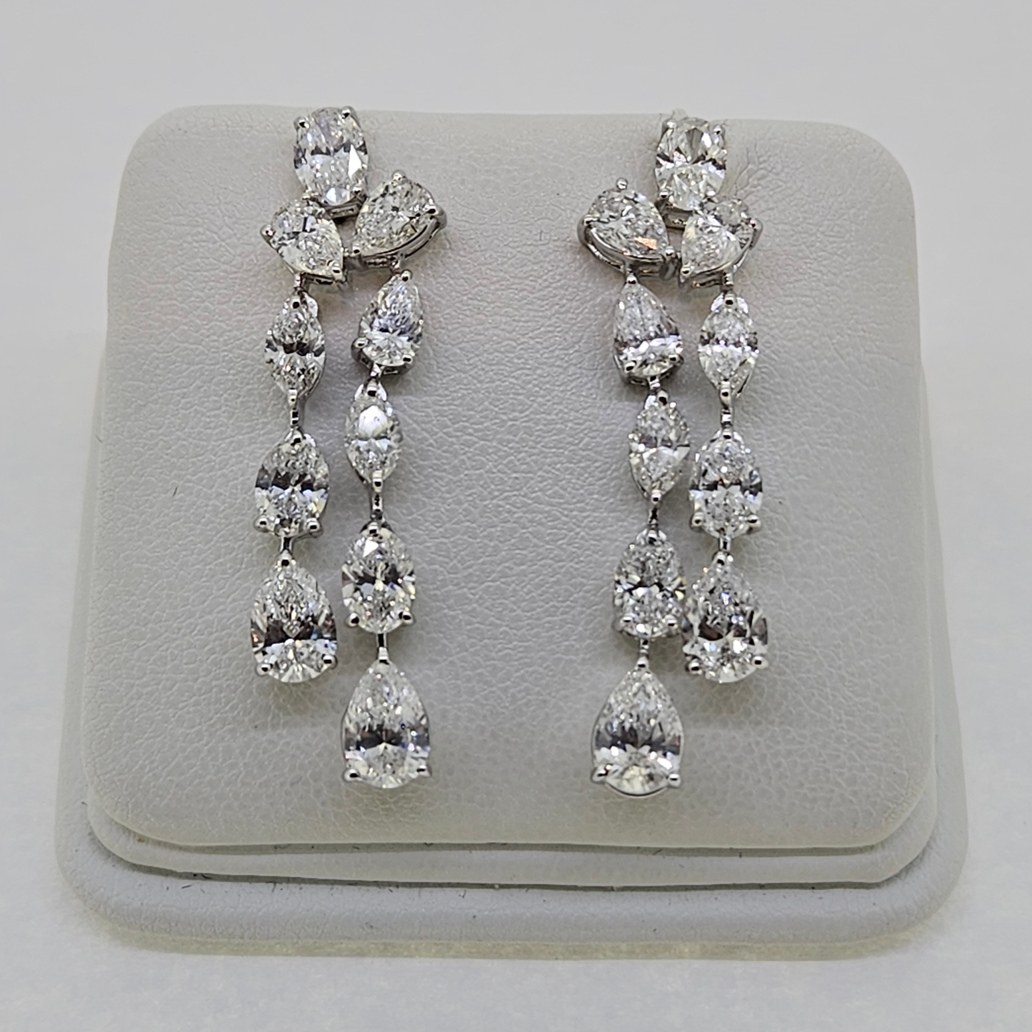 Pear and Marquise Cut Diamond Double Drop Earrings, 6.32 carats