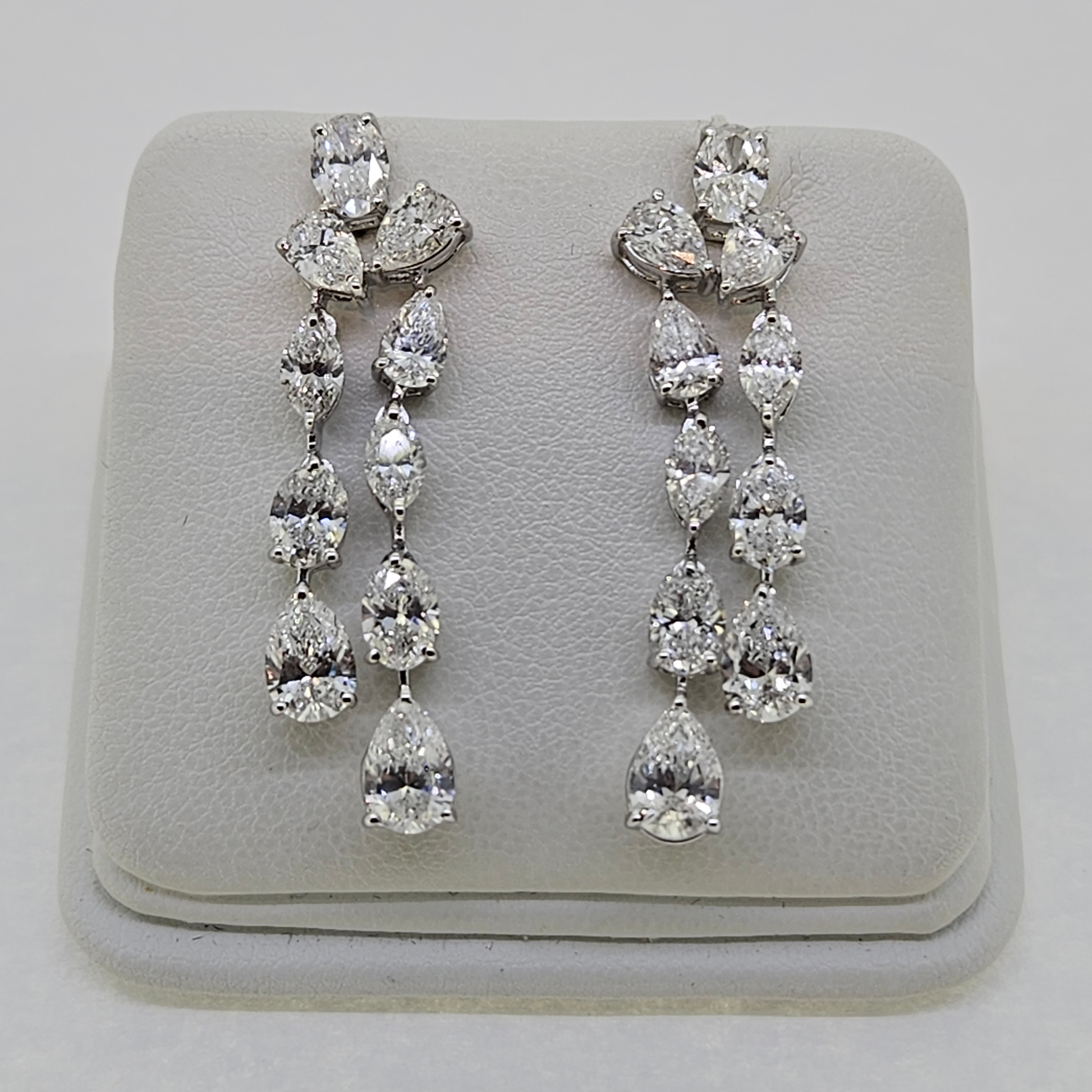 Pear and Marquise Cut Diamond Double Drop Earrings, 6.32 carats