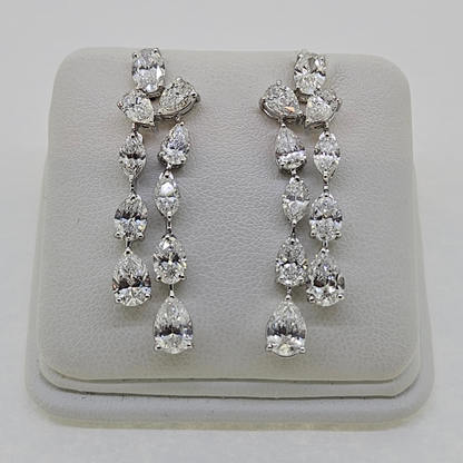 Pear and Marquise Cut Diamond Double Drop Earrings, 6.32 carats