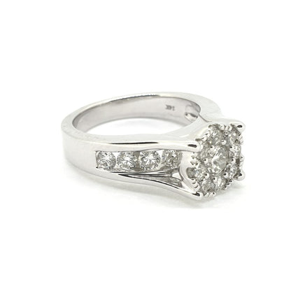 1.50ct Illusion Set Diamond Cluster Engagement Ring