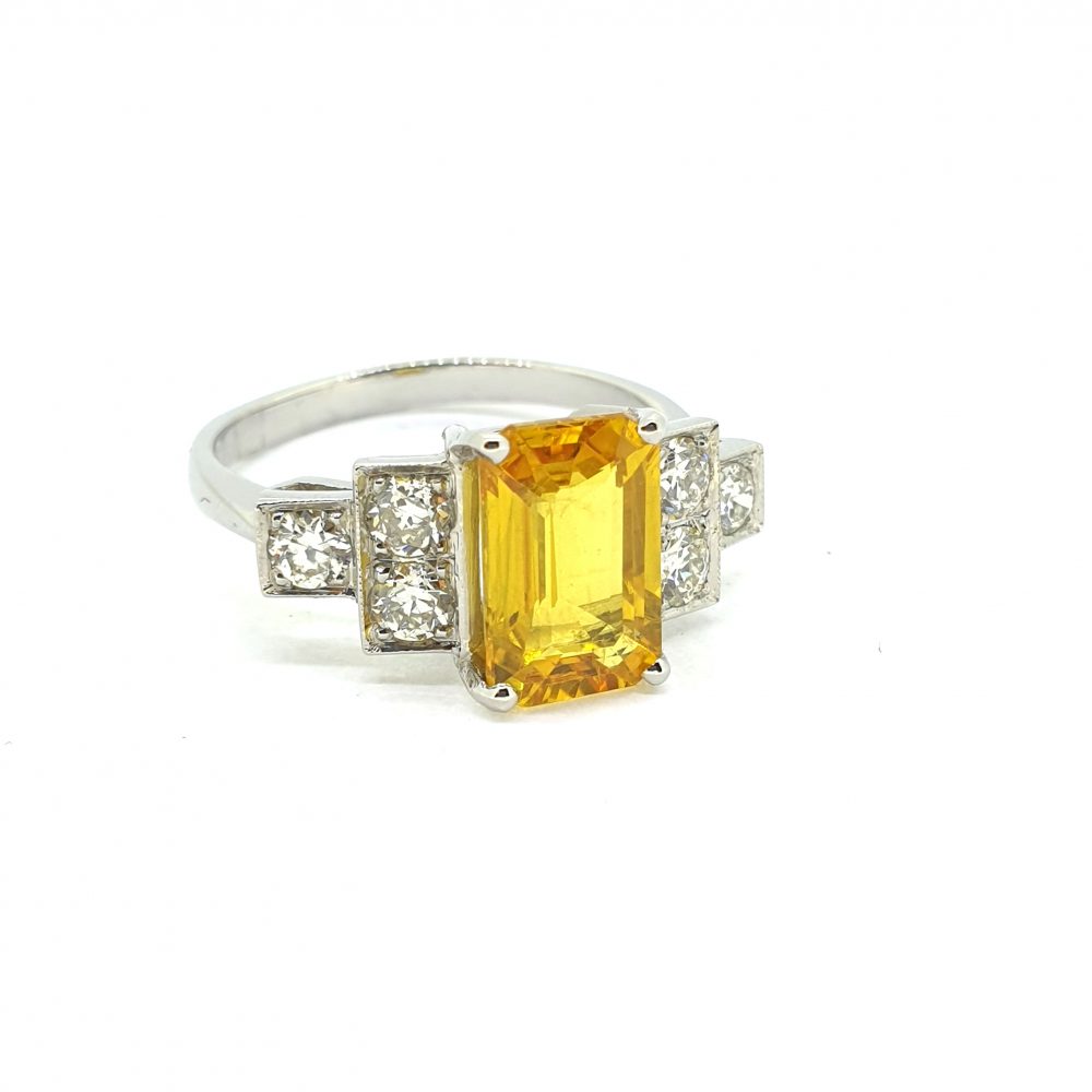 3ct Yellow Sapphire and Diamond Dress Ring in Platinum