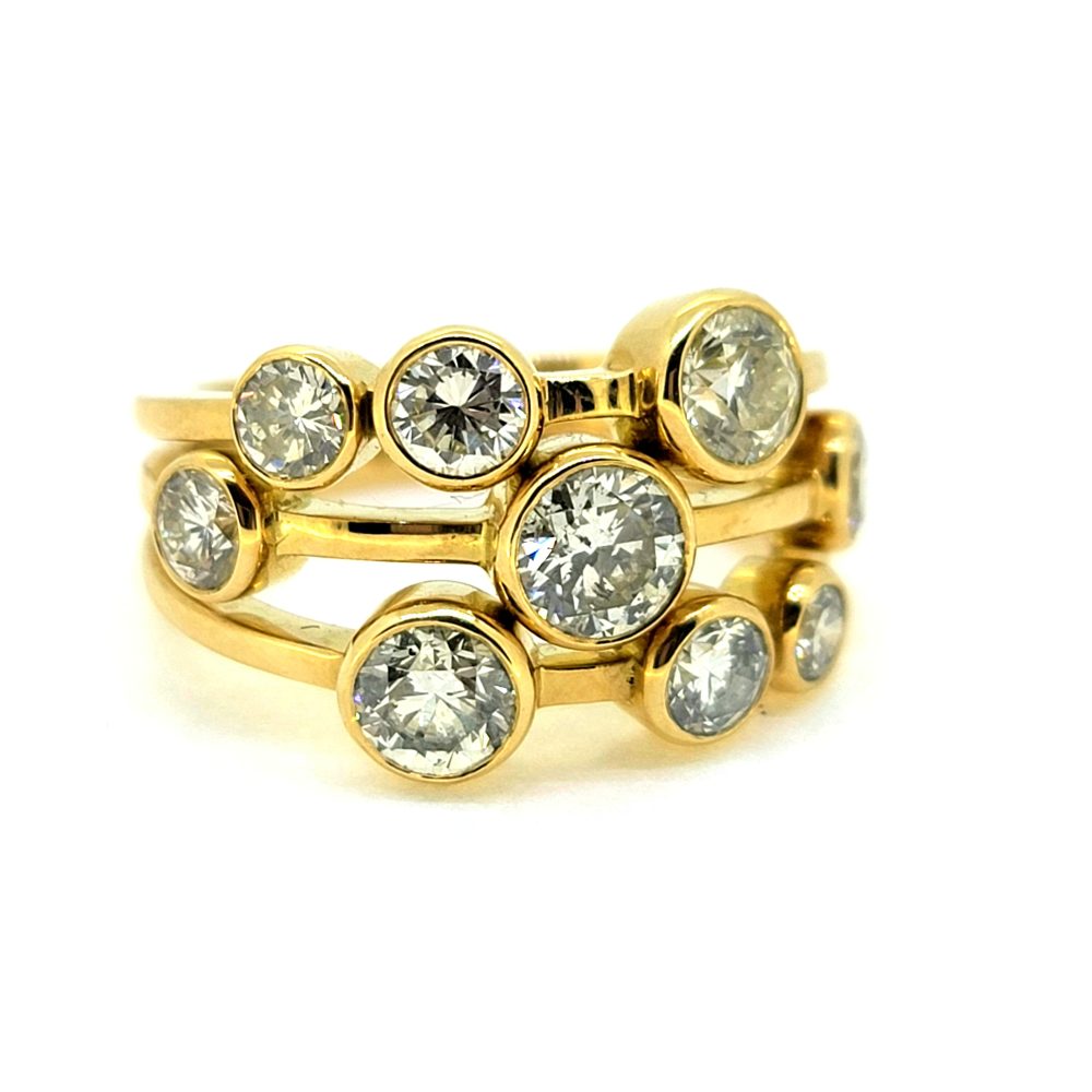 Boodle Raindance Style 2.60ct Diamond Bubble Ring in 18ct Yellow Gold