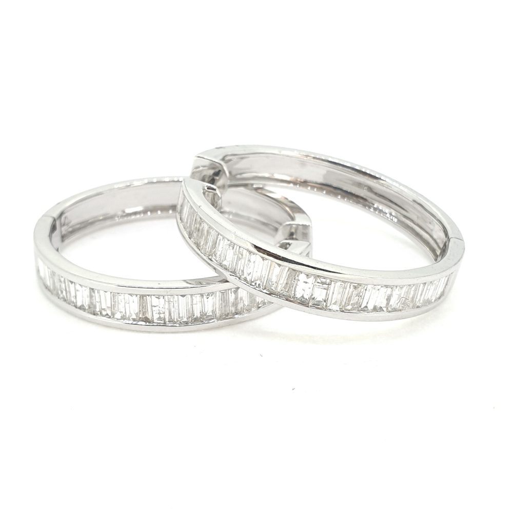Baguette Cut Diamond Hoop Earrings, 1.87 carats