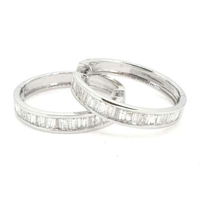Baguette Cut Diamond Hoop Earrings, 1.87 carats