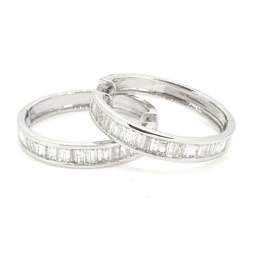 Baguette Cut Diamond Hoop Earrings, 1.87 carats