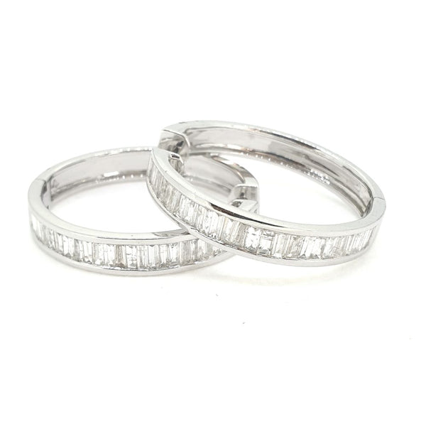 Baguette Cut Diamond Hoop Earrings, 1.87 carats