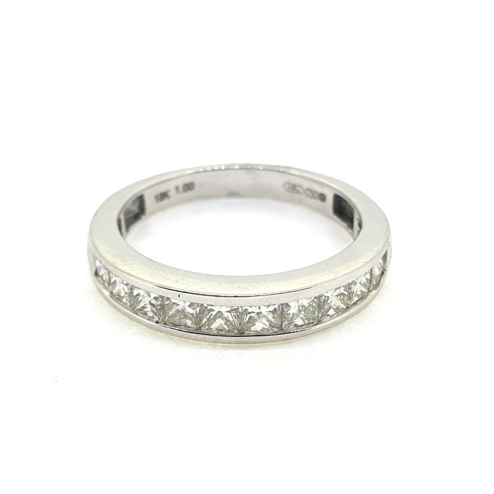 Channel Set 1ct Princess Cut Diamond Half Eternity Ring