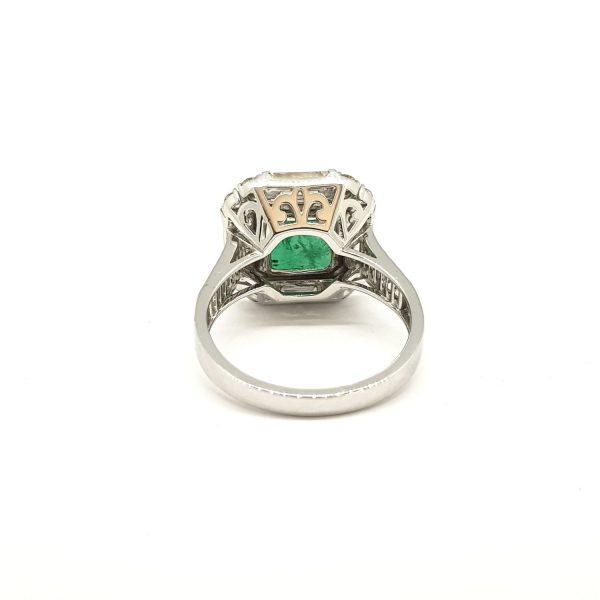 4.22ct Emerald and Diamond Square Cluster Ring in 18ct White Gold
