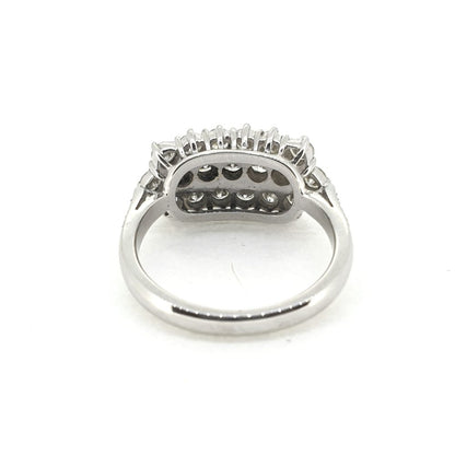 Triple Row Diamond Cluster Dress Ring, 1.30 carats