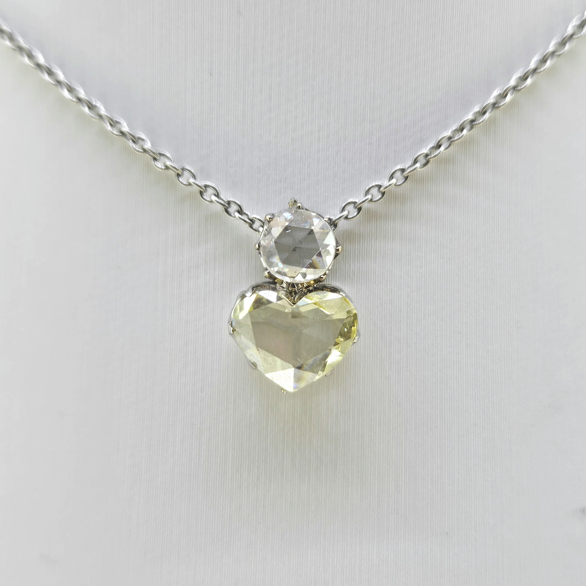 Old Cut Diamond Heart Platinum 