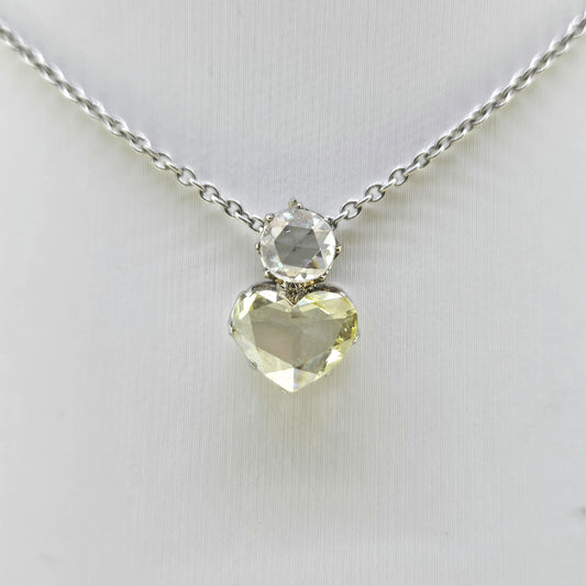 Old Cut Diamond Heart Platinum 