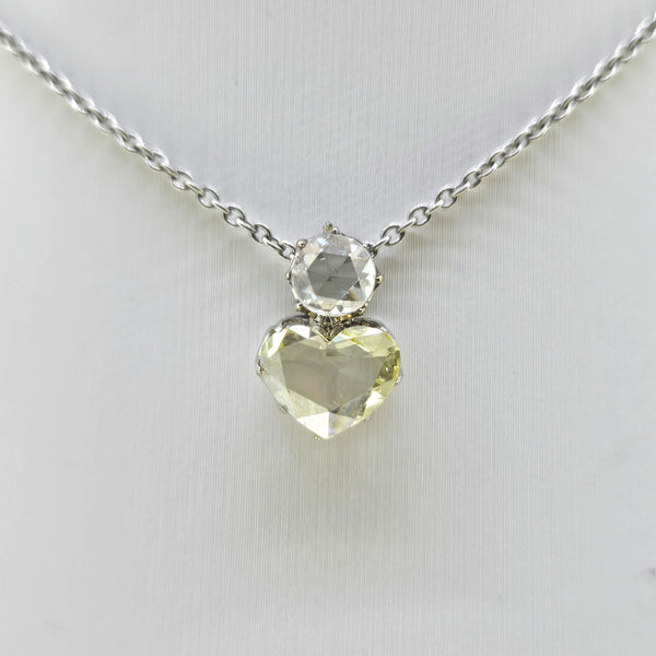 Old Cut Diamond Heart Platinum 