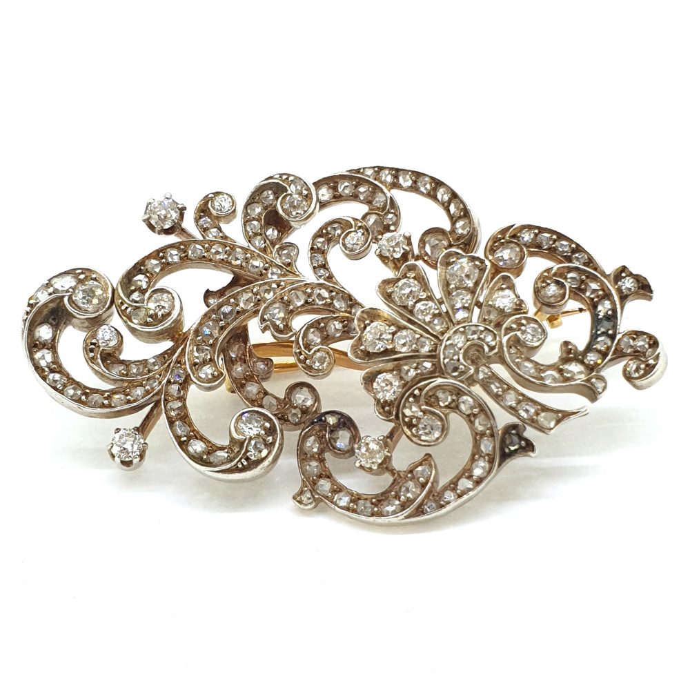 Antique 4cts Old Cut Diamond Brooch