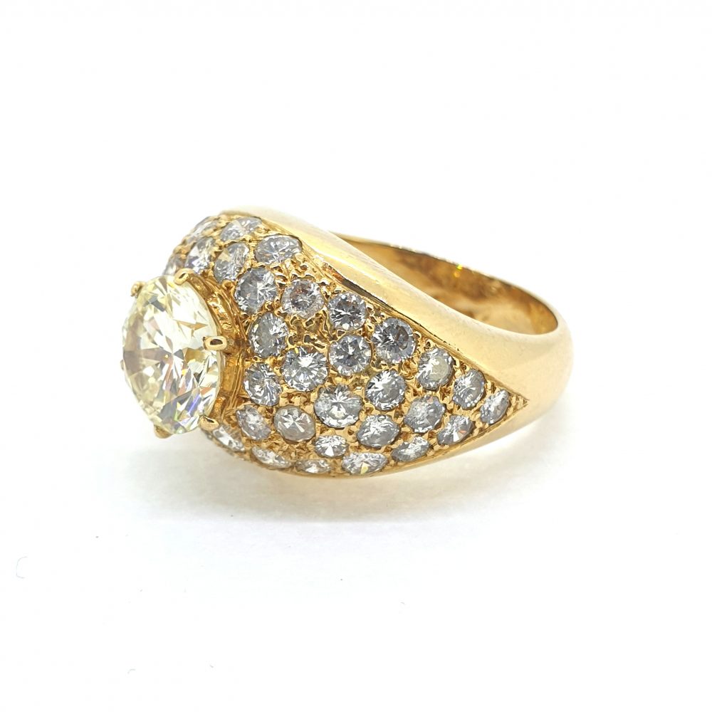 Vintage French Mellerio Diamond Bombe Ring