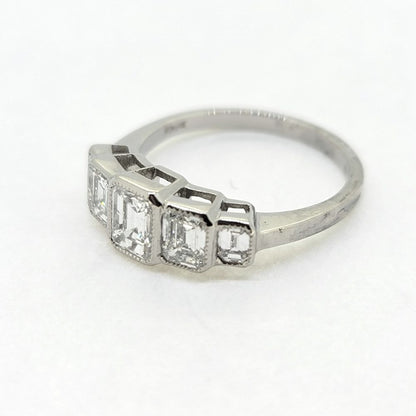 Emerald Cut Diamond Five Stone Engagement Ring in Platinum, 1.75 carats