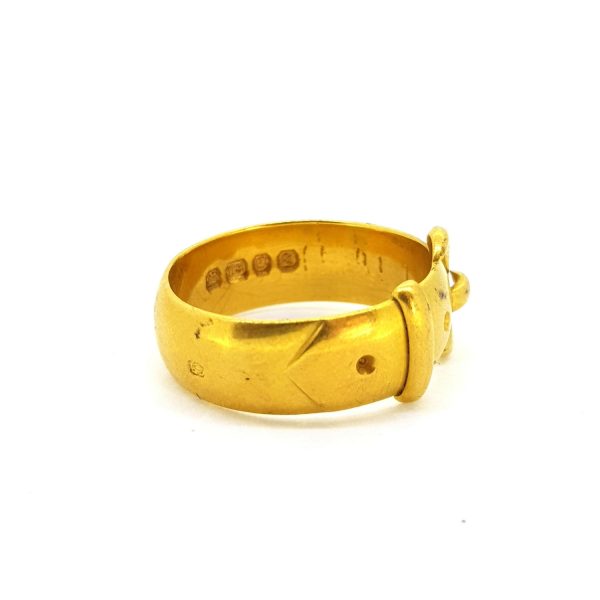 Antique 18ct Yellow Gold Buckle Ring; classic mid to late 19th century buckle ring crafted in solid 18ct yellow gold