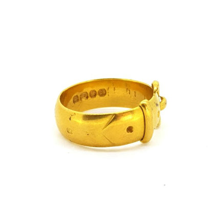 Antique 18ct Yellow Gold Buckle Ring; classic mid to late 19th century buckle ring crafted in solid 18ct yellow gold