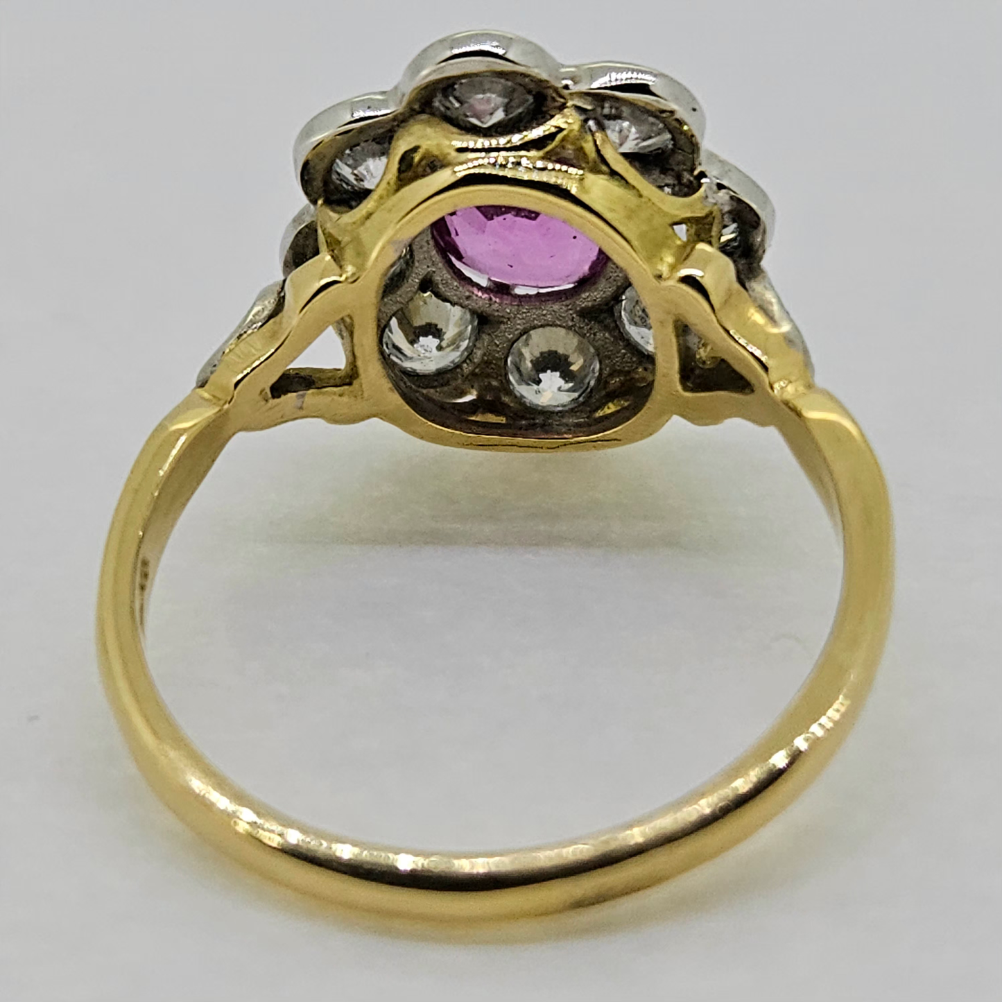 Pink Sapphire and Diamond Cluster Engagement Ring PS1.65 D1.20