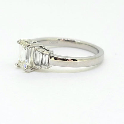 1.21ct Emerald Cut Diamond Engagement Ring with Baguette Sides in Platinum