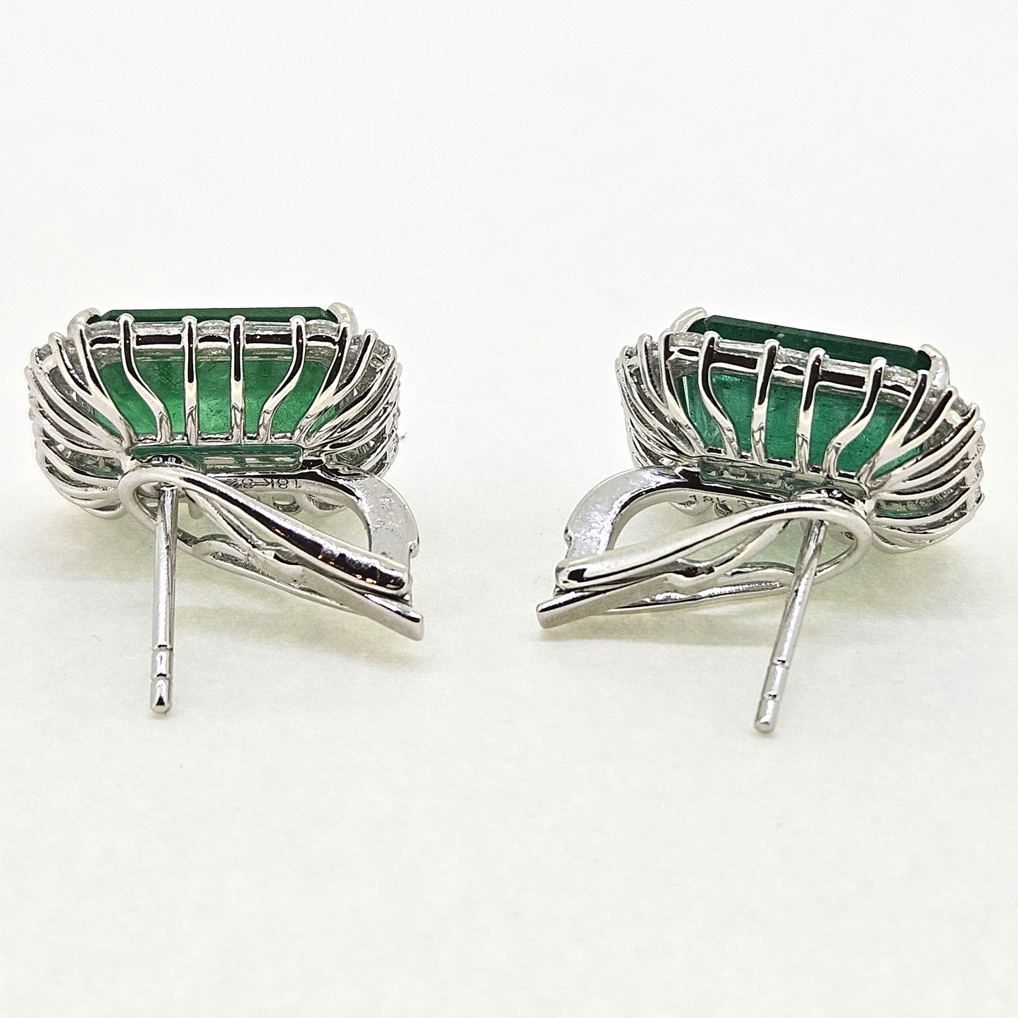 Step cut Emerald and Diamond earrings E10.40 D1.45