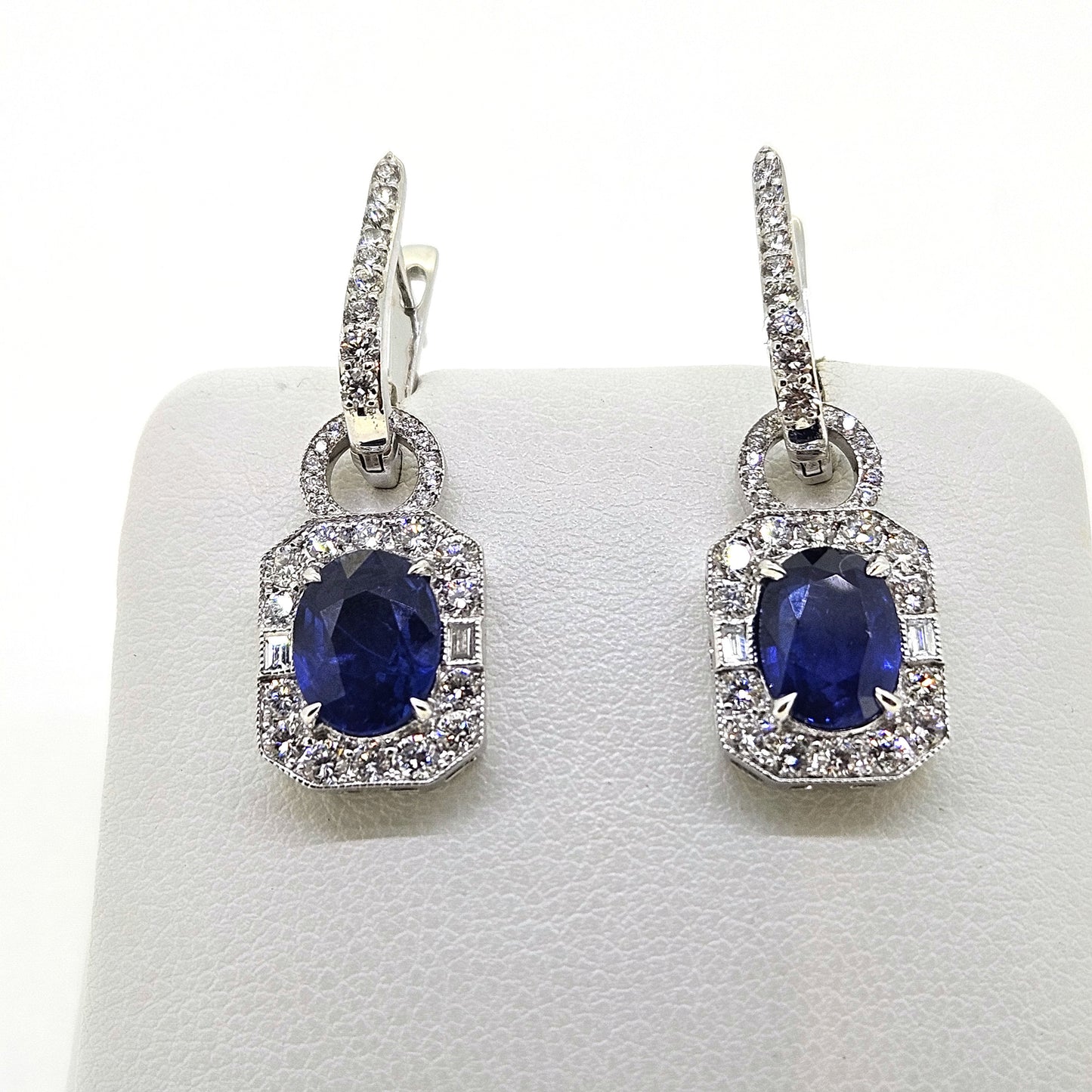 Contemporary Sapphire and Diamond drop earrings S2.97 D1.09