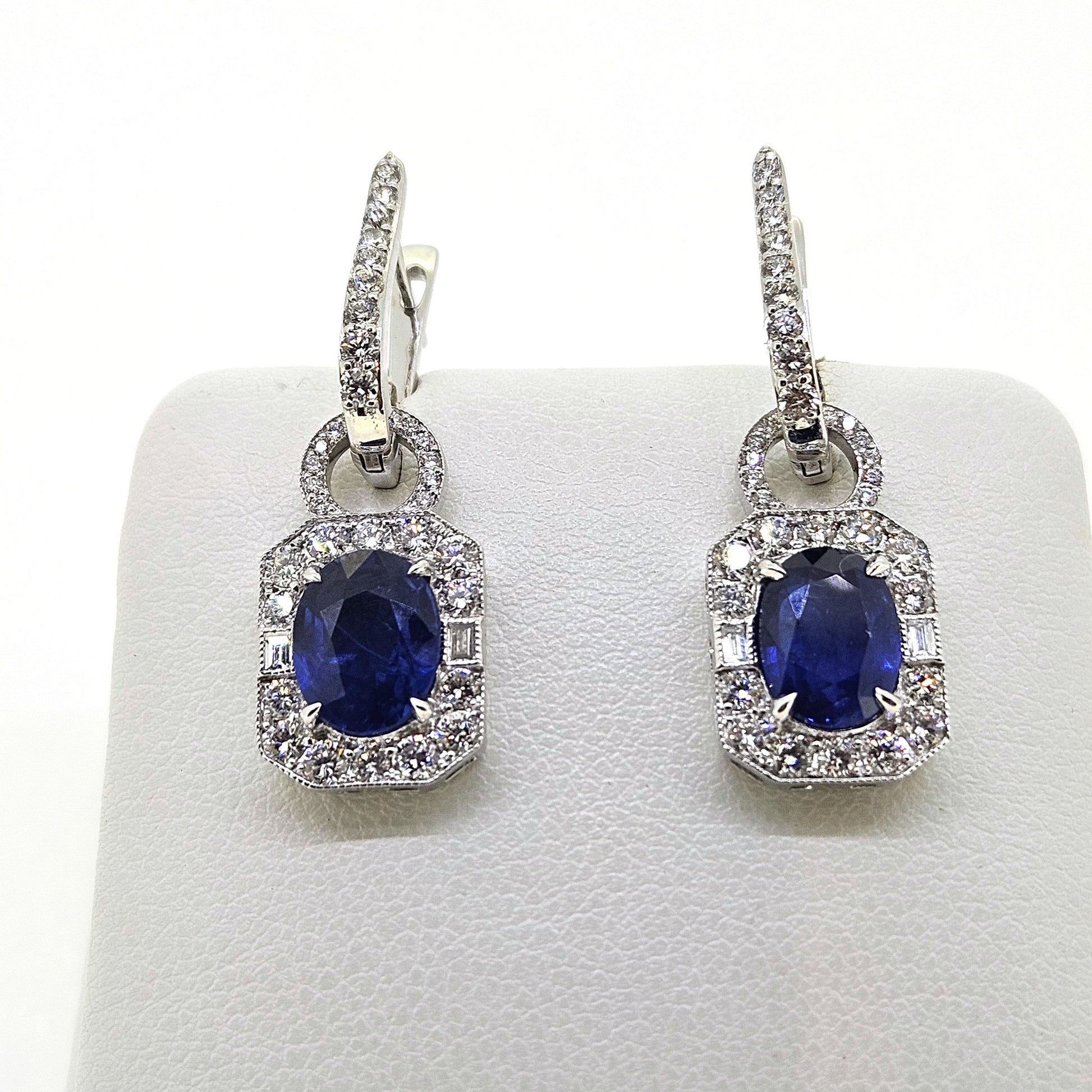 Contemporary Sapphire and Diamond drop earrings S2.97 D1.09