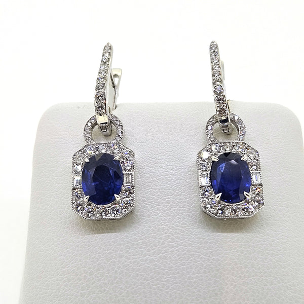 Contemporary Sapphire and Diamond drop earrings S2.97 D1.09