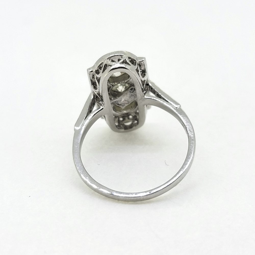 Art Deco Style 1.50ct Diamond Trilogy Cluster Plaque Ring