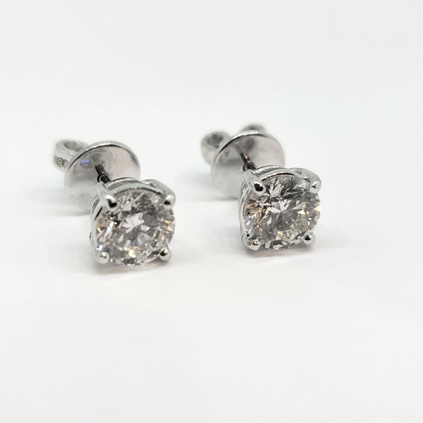 Diamond Solitaire Stud Earrings in 18ct White Gold, 1.68 carats