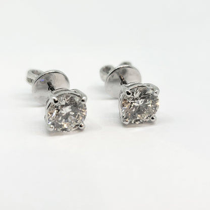 Diamond Solitaire Stud Earrings in 18ct White Gold, 1.68 carats