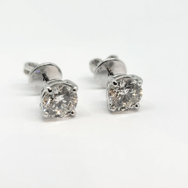Diamond Solitaire Stud Earrings in 18ct White Gold, 1.68 carats