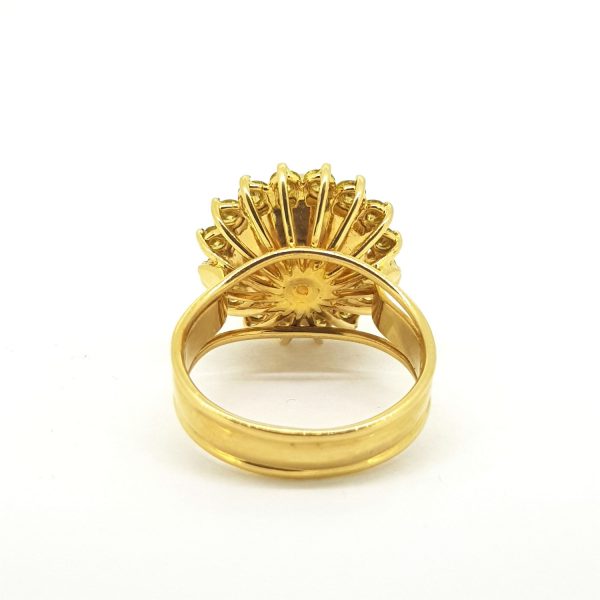 Golden South Sea Pearl and 2ct Fancy Yellow Diamond Cluster Cocktail Ring