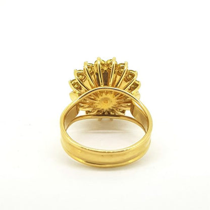 Golden South Sea Pearl and 2ct Fancy Yellow Diamond Cluster Cocktail Ring