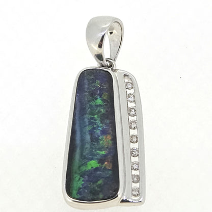 Opal Doublet and Diamond Pendant 18ct