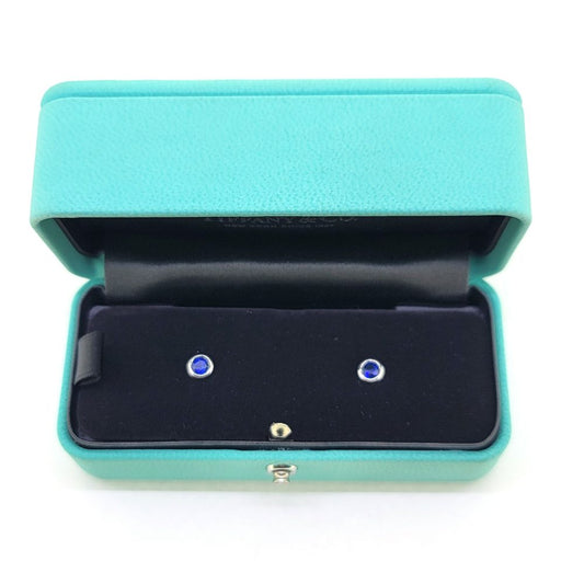 Vintage Tiffany and Co Sapphire Stud Earrings Elsa Peretti Color by the Yard in Platinum