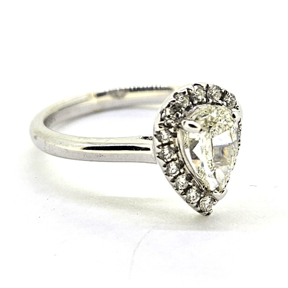 0.78ct Pear Shape Diamond Halo Cluster Engagement Ring