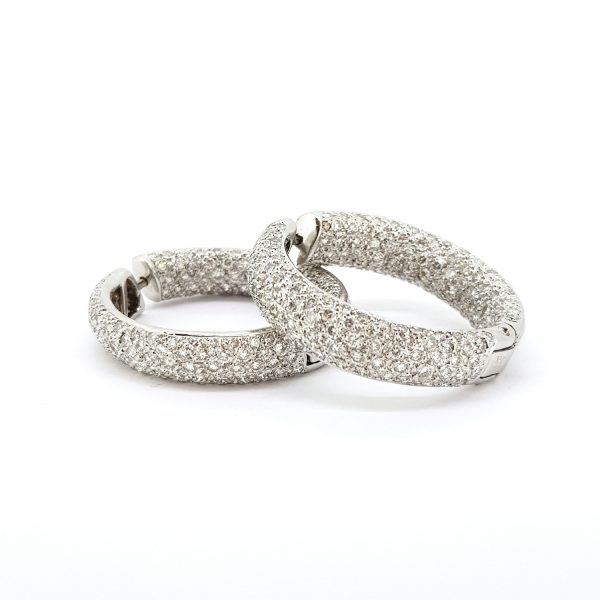 Large Diamond Hoop Earrings in 18ct White Gold, 5.00 carats