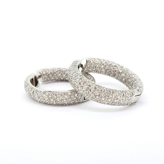 Large Diamond Hoop Earrings in 18ct White Gold, 5.00 carats
