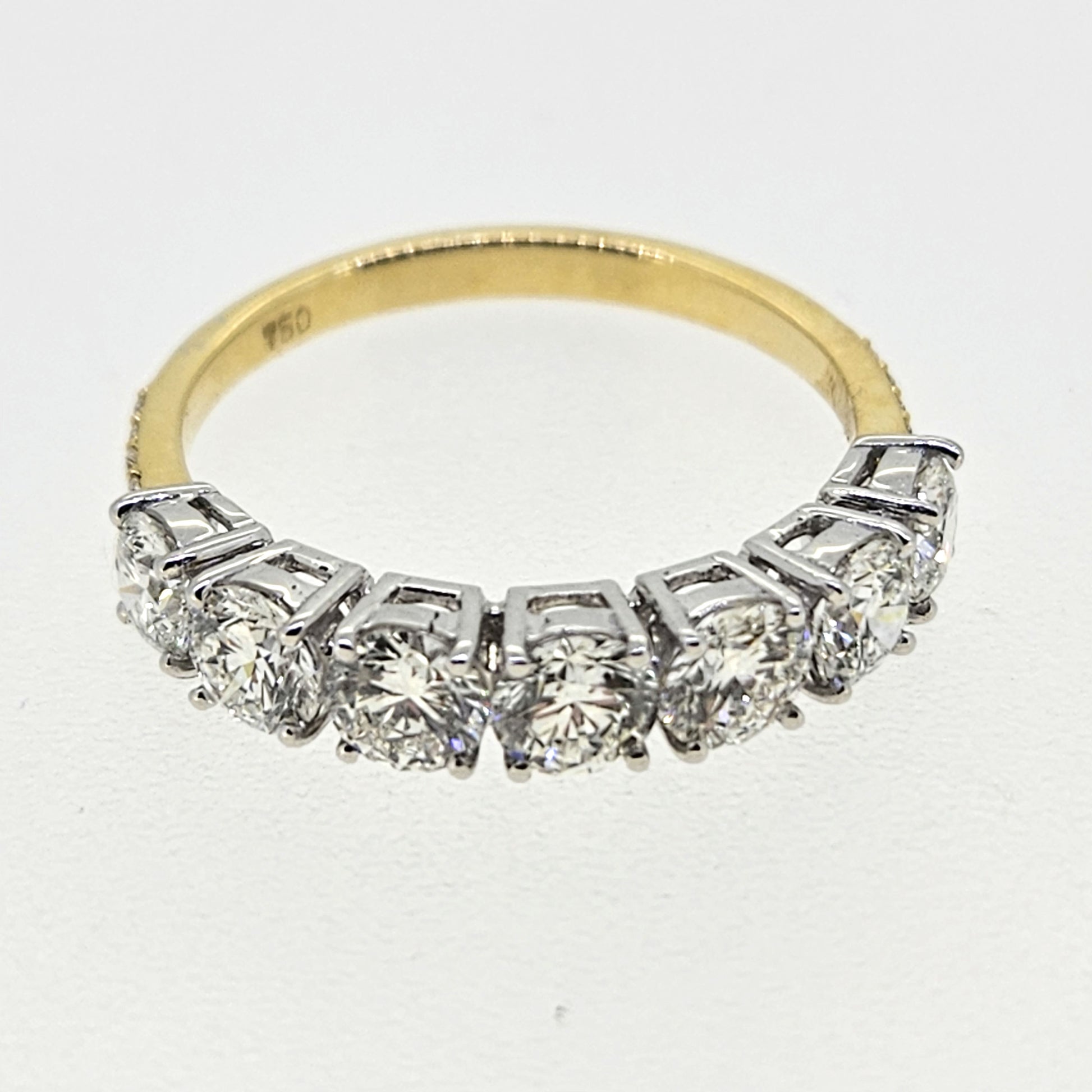 Seven stone Diamond Half Eternity Band Ring, D Colour VVS Clarity, 1.63 carats