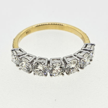Seven stone Diamond Half Eternity Band Ring, D Colour VVS Clarity, 1.63 carats