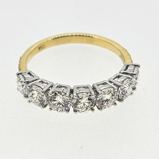 Seven stone Diamond Half Eternity Band Ring, D Colour VVS Clarity, 1.63 carats