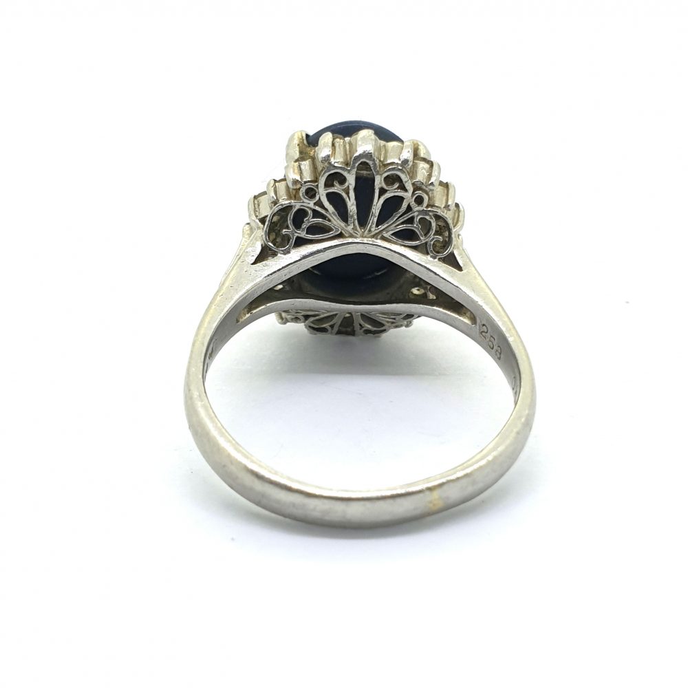 2.58ct Black Opal and Diamond Cluster Ring