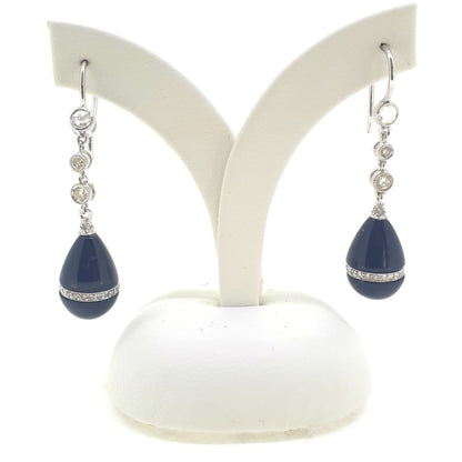 Vintage Black Onyx and Diamond Drop Earrings