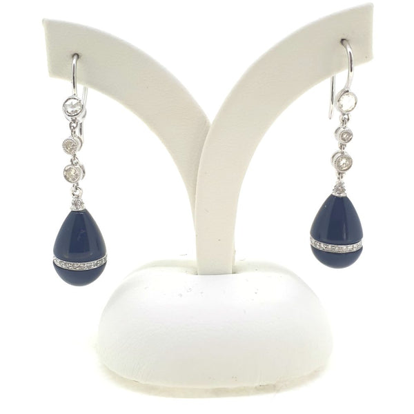 Vintage Black Onyx and Diamond Drop Earrings